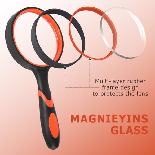 2-Set 75mm Hand-Held Reading Magnifier with Non-Slip Rubber Grip, Good for Senior Users, Hobby Exploring & Scientific Activities