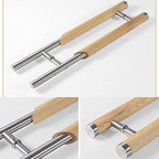 Glass Door Handle,Simple Solid Wood Glass Door Handle,Log Door Handle,Framed Sliding Door Armrest,Stainless Steel Door Knobs/B/600Mm