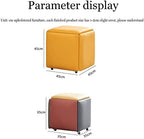 5 in 1 Nesting Ottoman Cube Chair Stackable Stools Faux Pu Small Square Foot Rest Stools with Wheels for Living Room Dining Room 35 * 35 * 35Cm,B-45 * 45 * 45CM