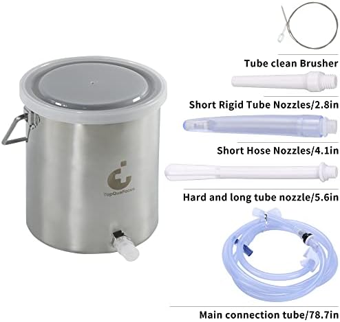 TopQuaFocus Stainless Steel Enema Bucket Kit for Colon Cleansing Reuseable Enema kit - Suitable for Coffee, Water and Gerson Therapy Oganic Home Coffee Enemas 2 Qt