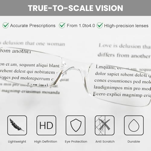 Eyekepper 5 Pack One-Piece Rimless Design Reading Glasses Lightweight Comfortable Readers for Men Women