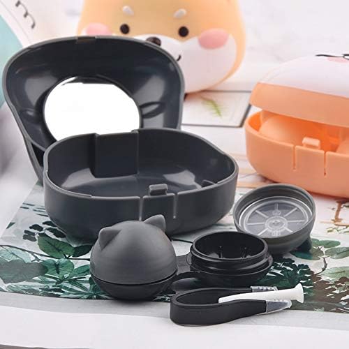 2 Pcs Cute Dog Contact Lens Case Travel Kit Portable Animal Contact Lens Box Holder Soak Storage Container with Mirror Bottle Tweezers Stick Remover Tool
