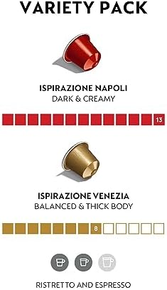 Nespresso Capsules Original Line, Variety Pack, Napoli and Venezia Espresso Coffee, 50 Count Espresso Coffee Pods