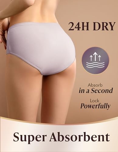 AIRCUTE Washable Adult Urine Incontinence Underwear for Women Leak Proof Absorbent Bladder Protective Panties (Medium, 5 Pack)