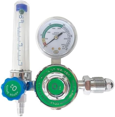 WX-YQ 02 Oxygen Pressure Gas Regulator Inhaler O2 Pressure Reducer Oxygen Gauge Flow Meter, Buoy Type Male Thread and Tube