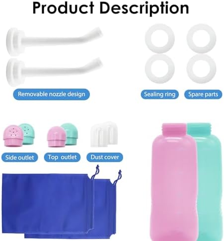 RUFCRIL Peri Bottle, Portable Travel Bidet with Carry Bag, TPE Material Can Be Boiled, 500ml Capacity with 2 Sealing Ring,Essentials for Postpartum Perineal Care, New Baby (Pack of 2)