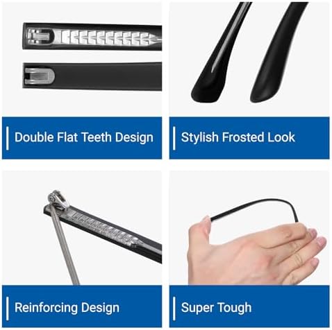 2 Pairs Glasses Repair Arm Legs 2 Styles Black Glasses Legs Replacement Eyewear Fix Adjustment Accessories Eyeglasses Repair Leg Sunglasses Eyeglasses Frame Temple Accessory (Double Teeth)
