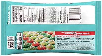 HERSHEY'S KISSES Sugar Cookie Flavored, Christmas Candy Bag, 9 oz