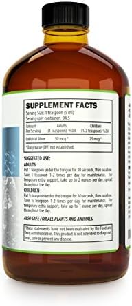 Kaiame Naturals Colloidal Silver, Ionic Silver Solution, 10 PPM, Large 16 oz Glass Bottle, Natural Immune Support Supplement, Safe for Adults, Children, and Pets