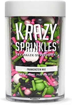 Krazy Sprinkles Halloween Frankenstein Mix - (1/4 cup 1x Jar) | for Baking & Decorating by Bakell