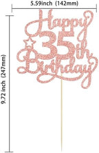1 Pack Happy 35th Birthday Cake Topper Rose Gold Glitter 35 & Fabulous Cheers to 35 Years Old Birthday Cake Pick for Celebrating 35th Birthday Anniversary Party Cake Decorations Supplies