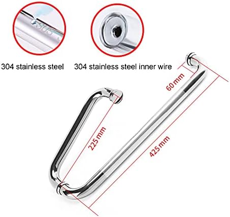 Glass Door and Window Handles 304 Stainless Steel Push Pull Door Handle for Glass Door, Bathroom Sliding Glass Door Handle Set - Replace Old or Damaged Door Handles