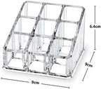 MOSIKER Lipstick Lip Gloss Organizer,Small Clear Acrylic Compact Essential Oil Rollerball Perfume Holder with 9 Slots