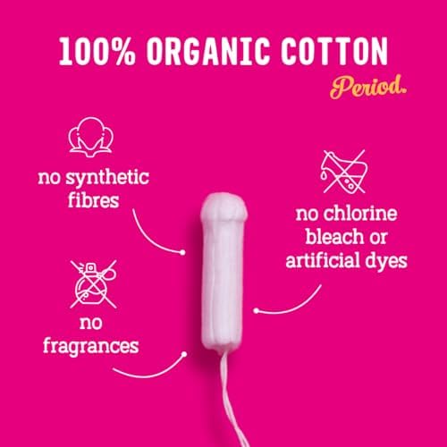 Flo - Organic Cotton Tampons for Women - 32 Pack (14 Regular, 18 Super) - Leak Proof - No Synthetic Fibers, Chlorine Bleach, Added Dyes - Bio-Plastic Applicator - Feminine Care - Vegan & Cruelty Free