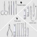 Yougai Nail Clippers Set - 18 Pcs Professional Manicure Pedicure Kit for Men Women, Stainless Steel Fingernail Toenail Clippers Cutters, Nail Care Grooming Tools with Leather Travel Case