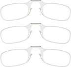 ThinOptics Readers Rectangular Reading Glasses, 3 Pack-Clear, 44mm + 1.5