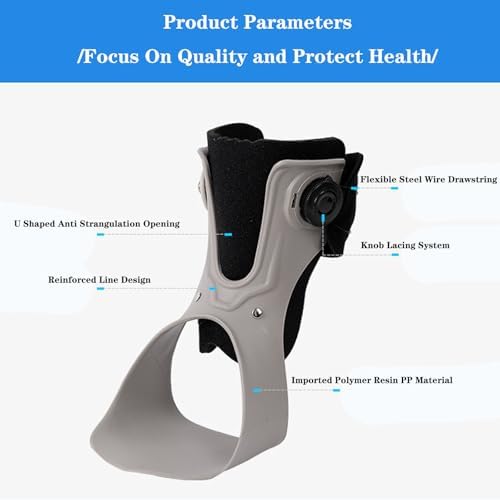 SFKLYU Drop Foot Orthosis Support Ankle Stabilizer Breathable Portable Drop Foot Orthosis Brace for Sprains, Tendonitis, Volleyball, Basketball, Sprained Ankle,Right,3XL