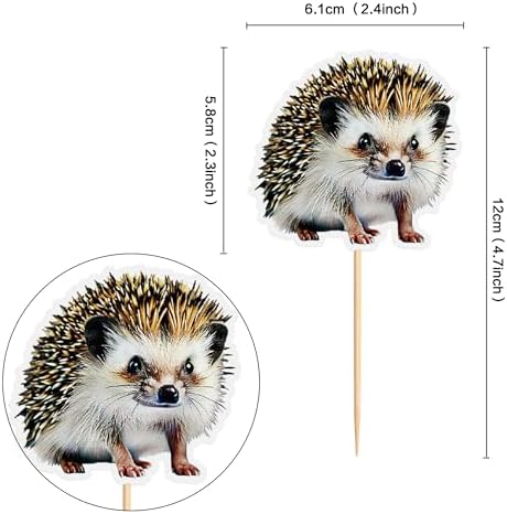 Ercadio 24 Pack Hedgehog Jungle Animals Cupcake Toppers Safari Animal Cupcake Picks Animals Woodland Theme for Baby Shower Kids Birthday Party Cake Decorations Supplies