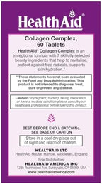 HealthAid Collagen Complex – Marine Hydrolyzed Collagen with Hyaluronic Acid, Vitamins C & E, and Zinc | 60 Tablets (2 Daily) to Support Skin Hydration & Elasticity