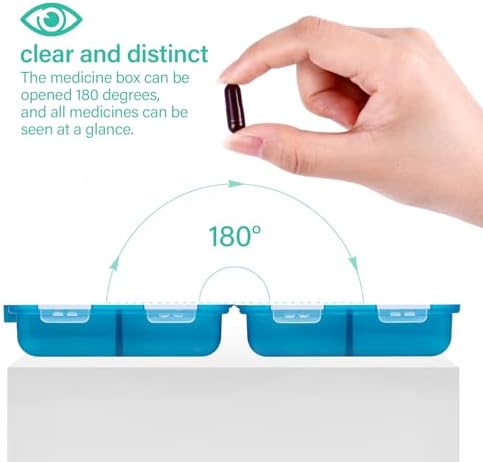 Travel Pill Organizer Small 8 Grid Compartments Pill Holder Box - Portable Medicine Container Case - Daily Weekly Medication Organizer