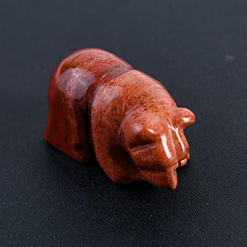 YGLINE 1.5" Hand Carved Mixed Gemstone Crystal Bear Figurine Animal Carving