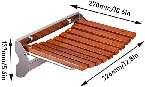 HanDuo Teak Wood Foldingbench, Foldable Wall Mounted Seat for Inside Suse Foldable Bathroom Stool Foldaway Schair, 200Kg Capacity for Senior/326 * 137 * 270Mm