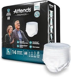 Attends Premier Adult Incontinence SmartCool® Underwear, Large (44-58"), [56 Count] - Overnight Absorbency for Men and Women, Disposable Pull-On Diapers with Tear-Away Sides, ALI-UW30