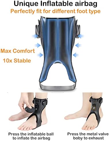 AFO Drop Foot Brace, Upgraded Medical Foot Up Ankle Foot Orthosis Support with Inflatable Airbag for Hemiplegia Stroke Shoes Walking Foot Stabilizer (Left, Medium)