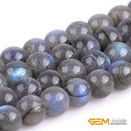 GEM-Inside AAA Grade Natural Blue Rainbow Flash Gray Labradorite Gemstone Beads for Jewelry Making Loose Beads 15" (AA Smooth, 8mm)
