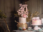 40th birthday decorations, 40th Birthday Cake Toppers-Rose gold Glitter, 40th Cake Topper for Women,40 Cake Topper For Women, 40 Birthday Cake decorations Forty