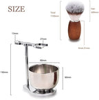 Men's Shaving Brush Set, 3 Pcs Grooming Set of Shaving Brush Stand and Bowl for Wet Shaving
