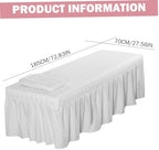 Massage Table Skirt, Massage Bed Cover with Pillowcase 73x28 Inch Table Cover with Hole & Pocket Comfort Reusable Sheets for Spa, Beauty, Tattoo