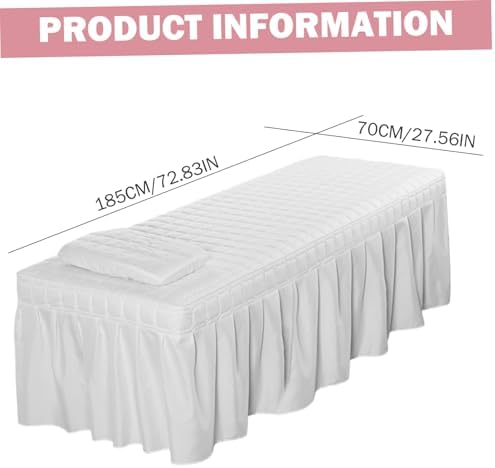 Massage Table Skirt, Massage Bed Cover with Pillowcase 73x28 Inch Table Cover with Hole & Pocket Comfort Reusable Sheets for Spa, Beauty, Tattoo