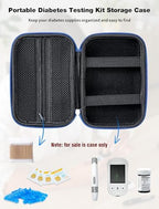 Gealaek Diabetes Supply Case with Hard Shell, Diabetic Organizer Carrying Case Portable Glucose Meter Storage Bag (Blue)