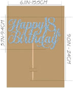 Happy 18th Birthday Cake Topper - Glitter Sky Blue 18th Birthday Cake Decorations, Eighteen Year Old Cake Smash Decor, 18th Birthday Cake Top Photo Booth Props (Sky Blue)