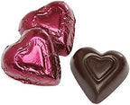 Dark Chocolate Burgundy Color Foiled Hearts - 1 LB Premium Chocolate, 60 Pieces