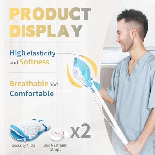 EZ Assistive Restraint Gloves for Dementia Patient, Medical Assistance Glove with Zipper Opening For Finger Protection