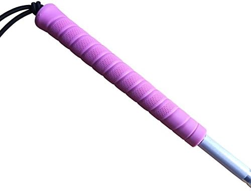 Aluminum Mobility Folding White Cane for Vision Impaired and Blind People (Folds Down 6 Sections) (145cm (57.1 inch), Pink Handle)