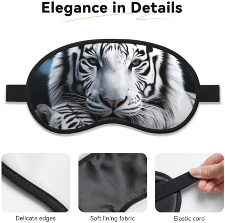 White Tiger Sleep Mask for Women Men Soft Travel Eye Mask with Adjustable Straps Sleeping Eye Shade Cover for Travel Yoga Nap Sleeping
