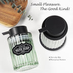 Amolliar Foaming Soap Dispenser, Plastic Pump & Glass Soap Bottle, Refillable 8OZ Hand Soap Dispenser, Dish Soap Dispenser for Kitchen, Bathroom Accessories Set, Home Decor Dispenser (Black 2 Pack)