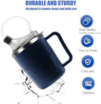 Adult Spill Proof Cup for Elderly, 3 in 1 Stainless Steel Sippy Cup with Straw and 2 Lids, Suitable for Seniors Disabled Patients Limited Mobility, 14 OZ