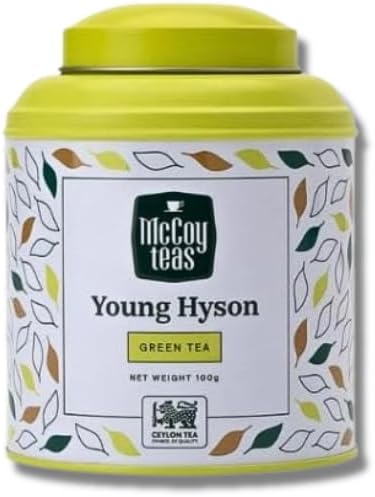 McCoy Teas Young Hyson Green Tea Loose Leaf Tea with Bright and Refreshing Spring Flavor Make Hot or Cold and Brews with Premium Tea from Sri Lanka, 100g Can (Pack of 01)