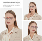Cat Eye Reading Glasses for Women-4PC Blue Light Blocking Flexible Spring Hinges Stylish Anti-glare UV400 Readers Fashionable Eyeglasses+1.50