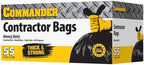 Commander 55 Gallon 3 MIL (eq) Heavy Duty Contractor Bags with Flap Ties - 36" x 56" with flaps - Pack of 10 - For Contractor, Industrial, & Outdoor