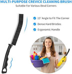4TH Multi-Purpose Hard Bristle Crevice Cleaning Brush -Deep Reach Gap Cleaning Tool for Household Use -Versatile, Durable, Thin Brush to Clean Tight Spaces -4 Pcs, Black