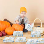 A Little Pumpkin is On The Way Napkins 40Pcs Little Pumpkin Napkins Pumpkin Baby Shower Party Decorations Fall Pumpkin Floral Paper Napkins for Boys Girls Baby Shower Gender Reveal Party (Blue)