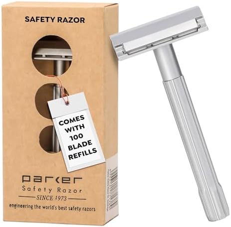 Parker Safety Razor, The SOLOEDGE – Single Edge Razor with Magnetic Head & 100 Platinum SE Blades – Precision Shaving, Reusable & Plastic-Free Razor for Men & Women