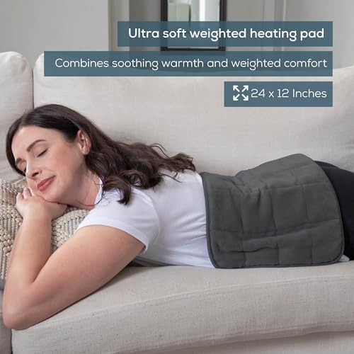 Beurer Weighted Heating Pad, XL Size with Quilted Super Soft Fabric, 6 Heat Levels, Auto Shut Off, Machine Washable, Electric Heated Pads, 3lbs Weight, 12" x 24", UHP27