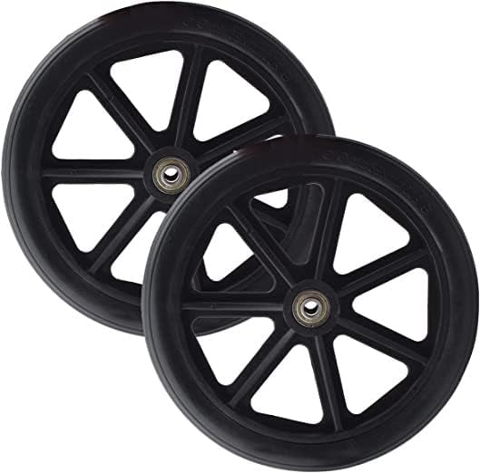 2PCs Wheels Replacement for Wheelchairs, 8" x 1" Rollator Wheels, Anti-Slip Replacement Casters Rollers Wheels Universal Wheelchair Replacement Wheel Accessories (Black)
