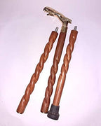 Brass Jaguar Head Handle Wooden Vintage Style Walking Cane